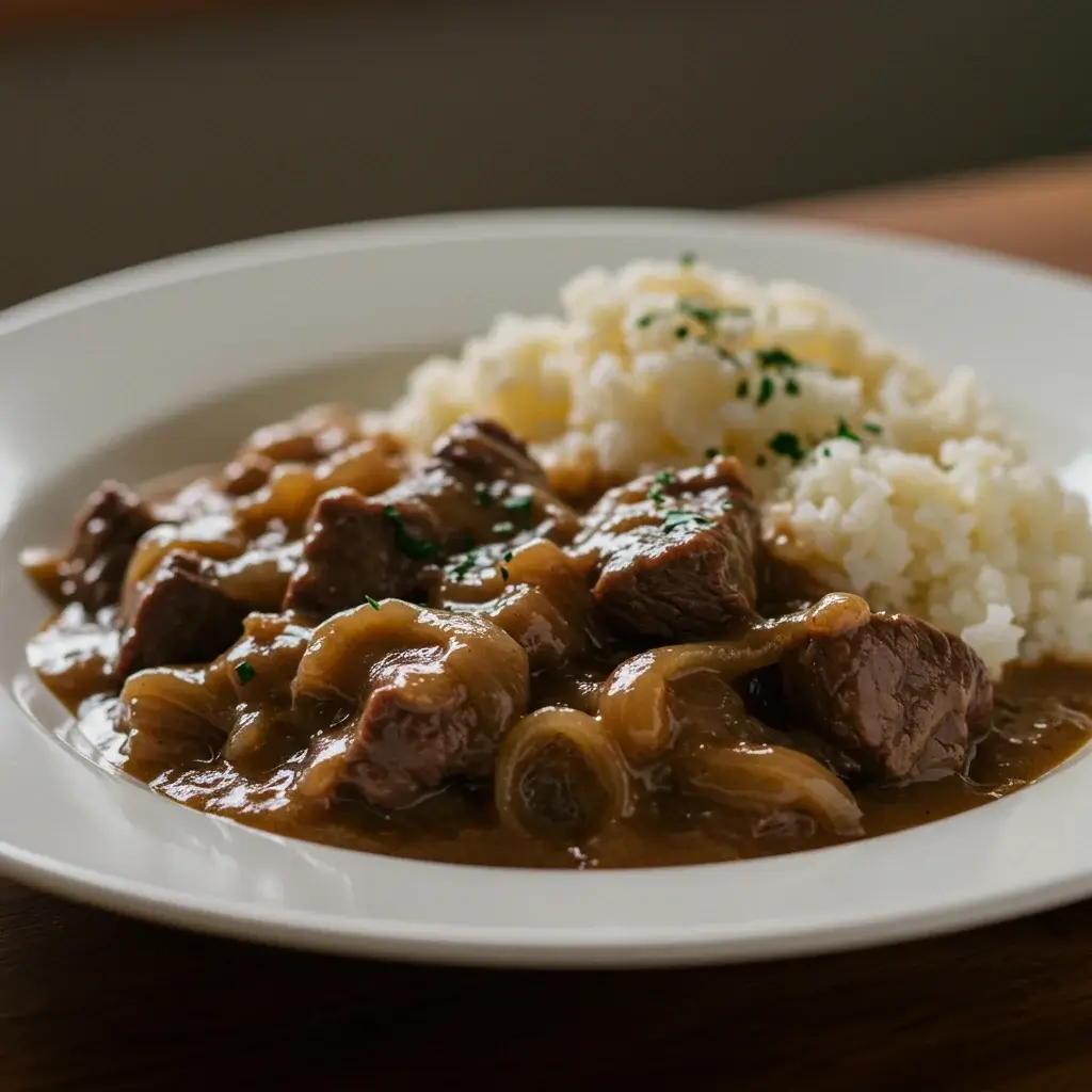 Slow-Cooked Beef and Onion Stew