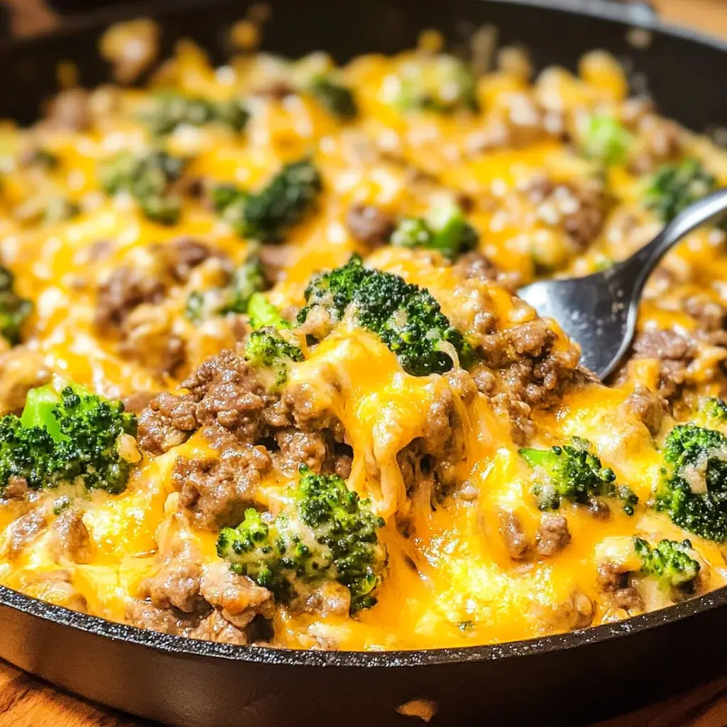 Cheesy Beef & Broccoli Skillet