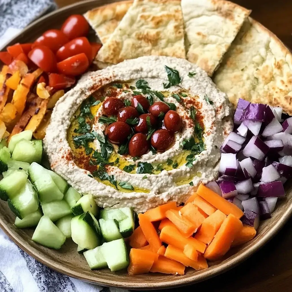 Hummus and Veggie Platter with Pita
