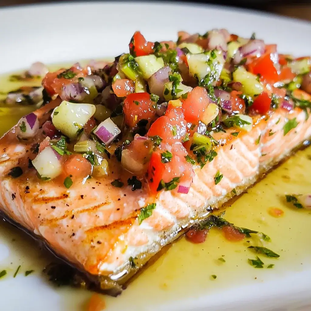 Baked Salmon with Greek Salsa