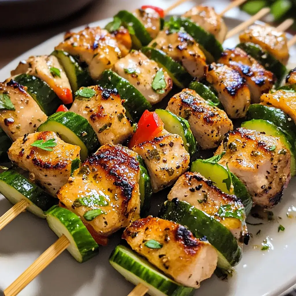 Chicken and Cucumber Skewer Bites