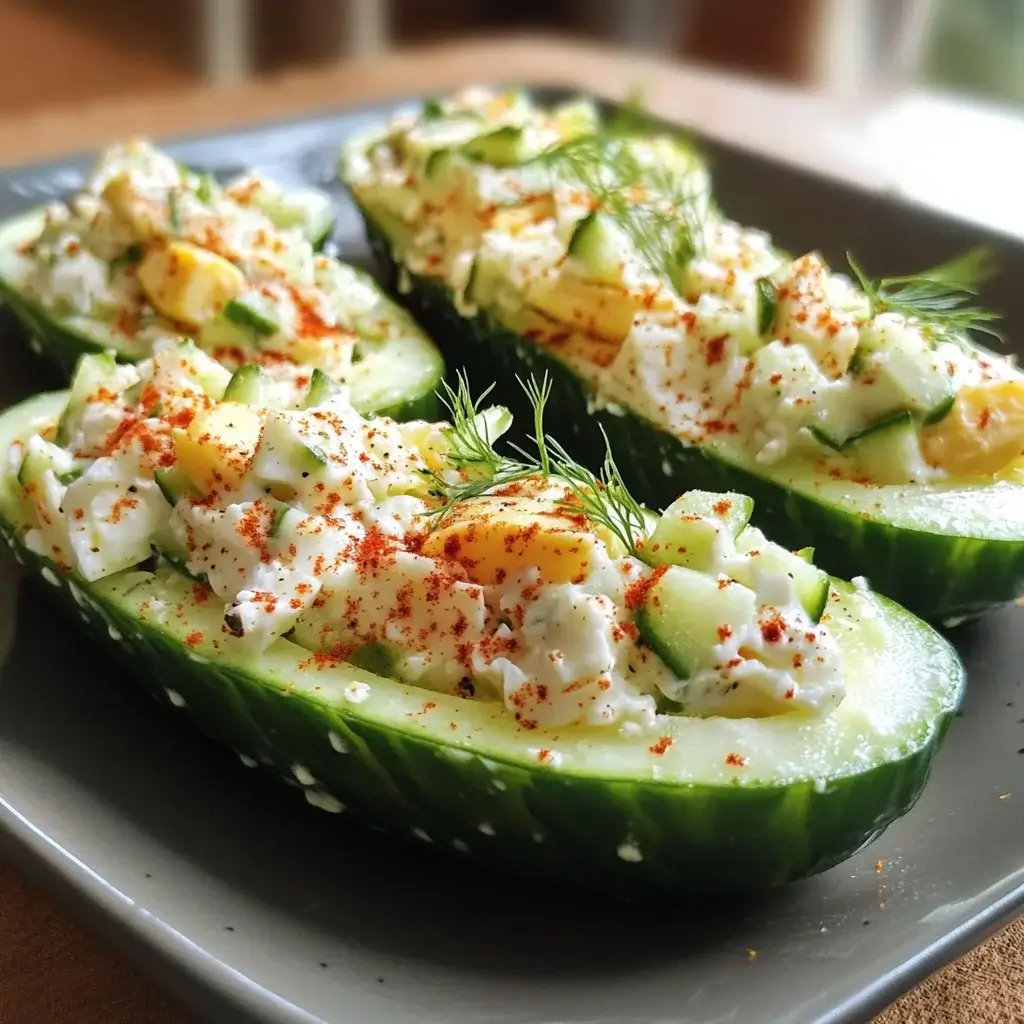 Cucumber and Egg Salad Boats