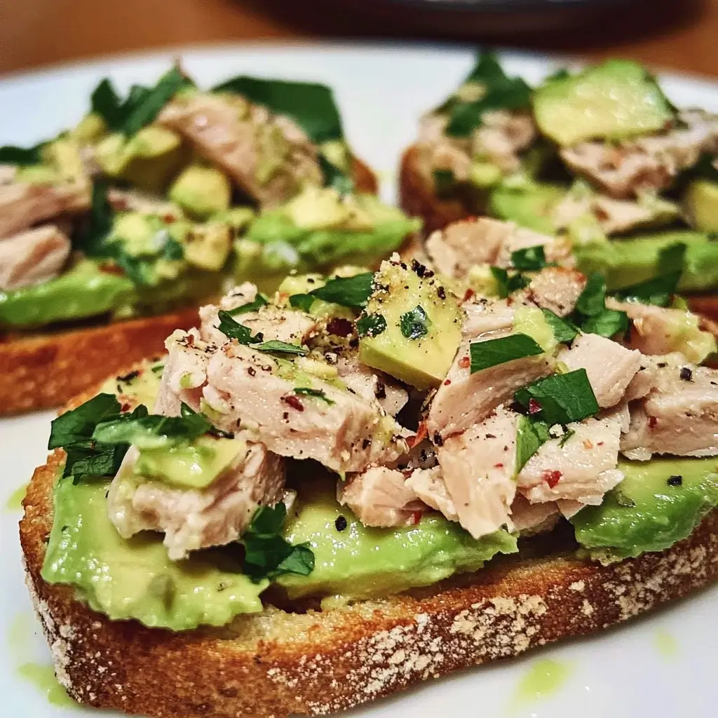 Tuna and Avocado Salad Toasts