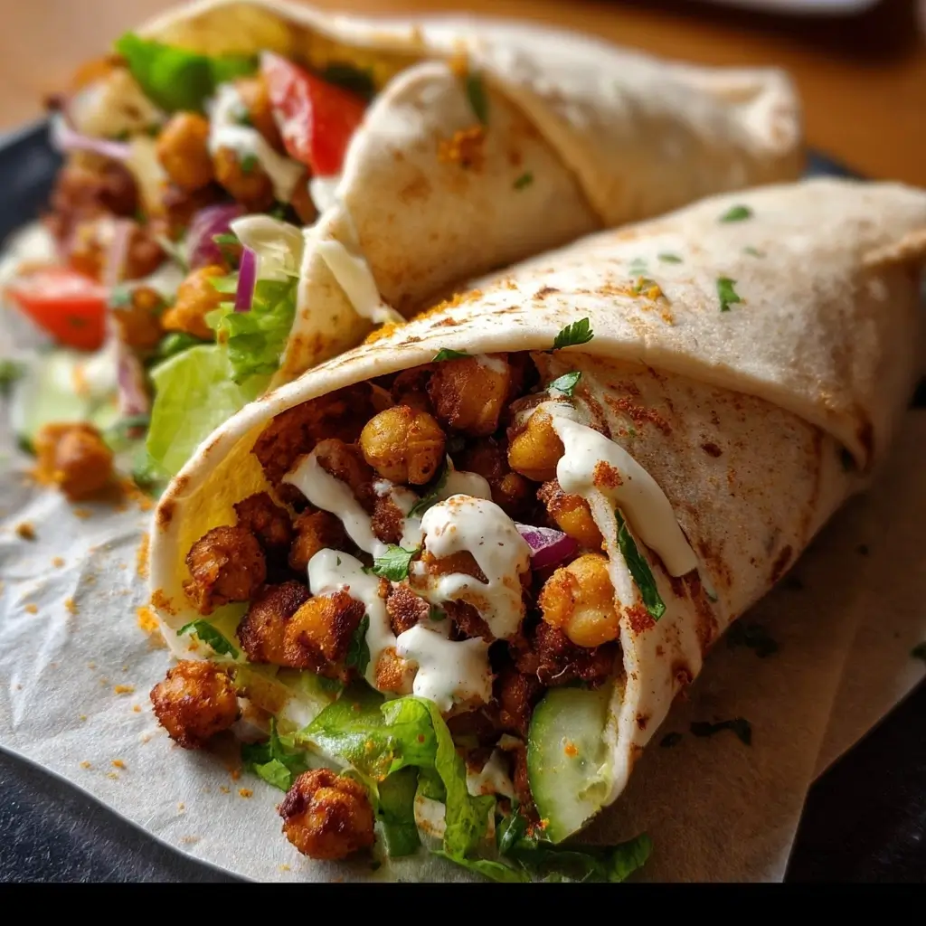 Chickpea Shawarma Salad Wraps
