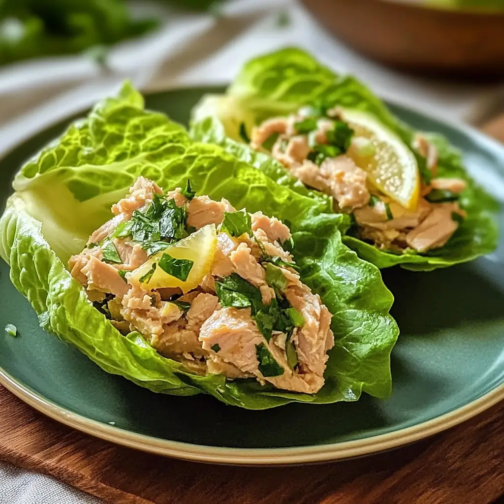 Lemon Garlic Tuna Lettuce Boats