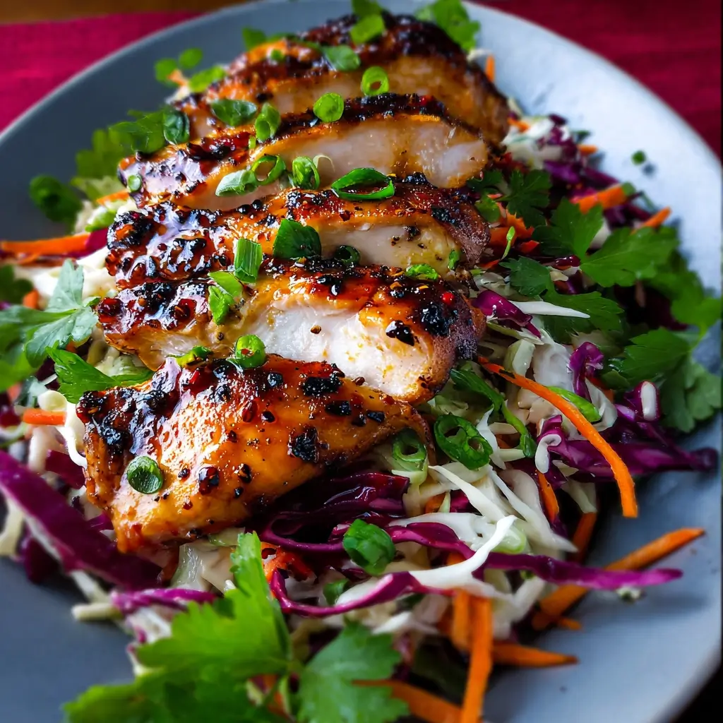 Miso Chicken with Cabbage Slaw