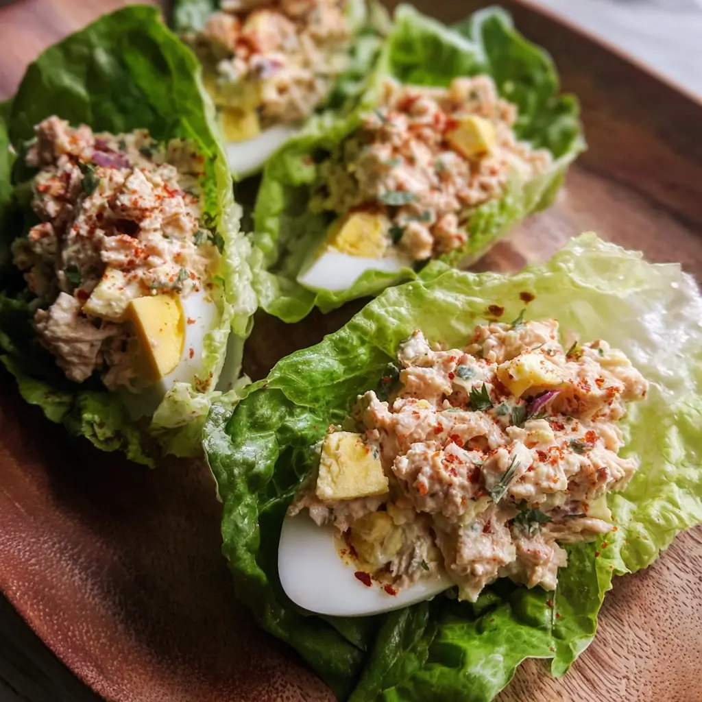 Tuna and Egg Salad Lettuce Cups