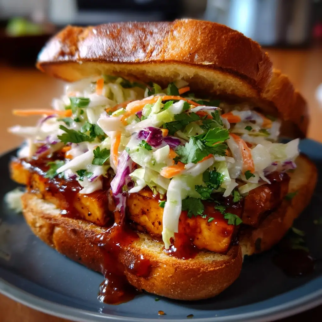 BBQ Tofu Sandwiches with Slaw
