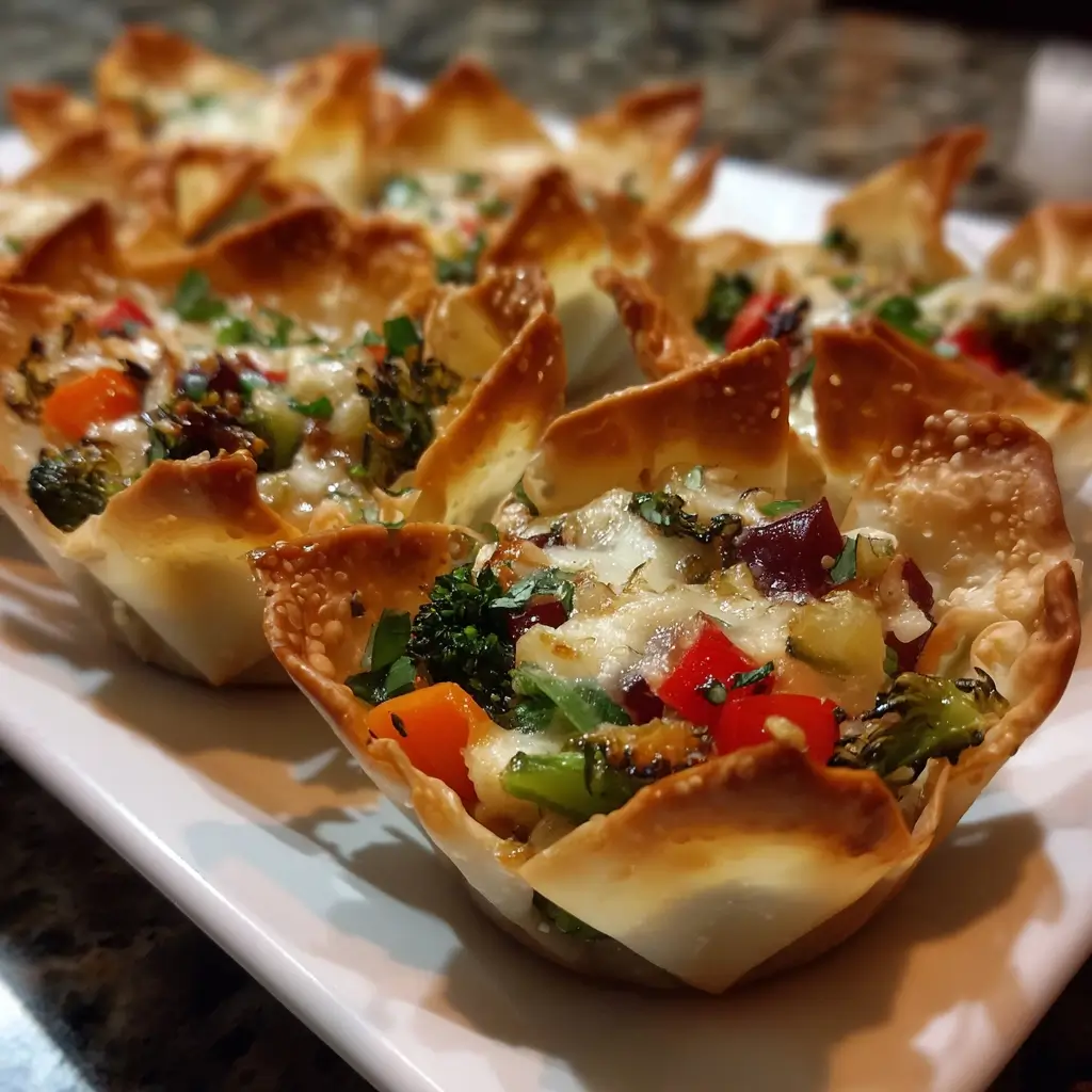 Baked Veggie Wonton Cups Recipe