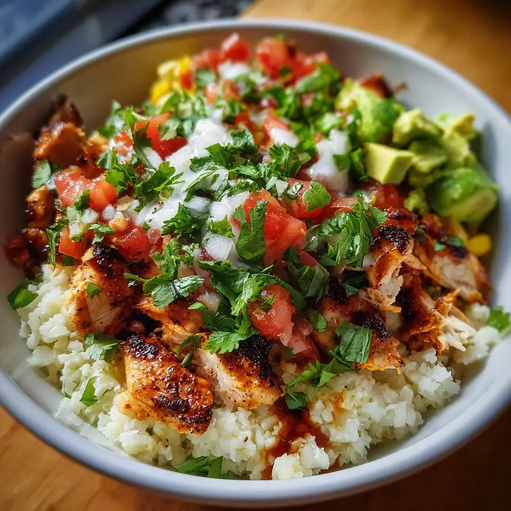 Cauliflower Rice Chicken Burrito Bowl