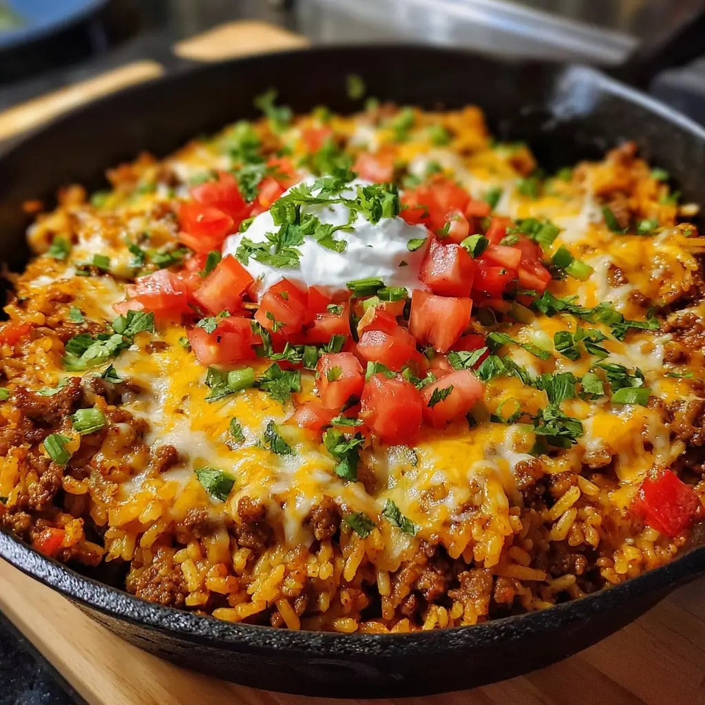 Ground Beef Taco Rice Skillet