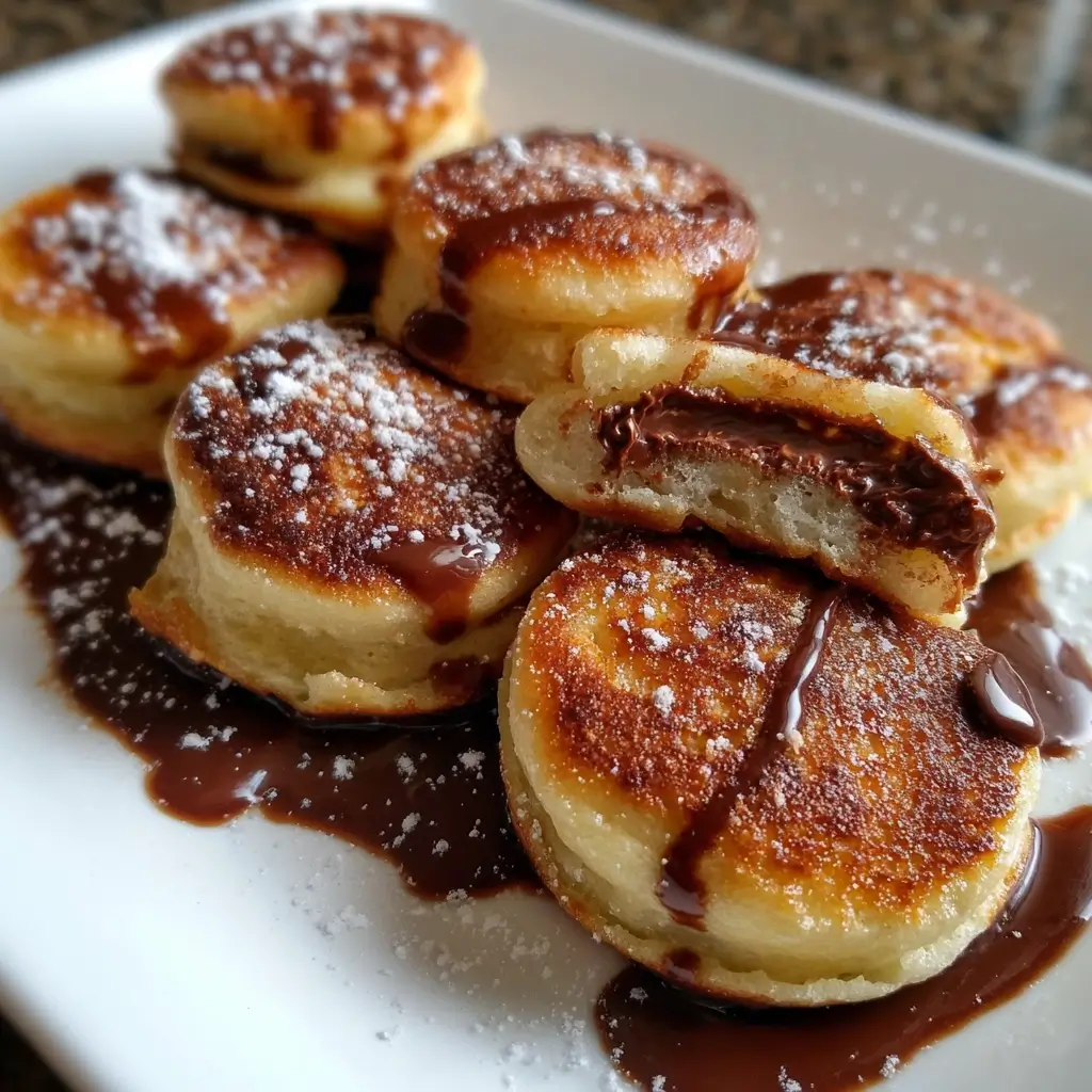 Mini Chocolate Stuffed Pancake Bites