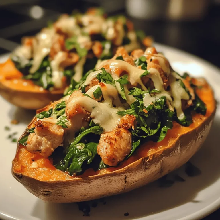 Chicken and Spinach Stuffed Sweet Potatoes