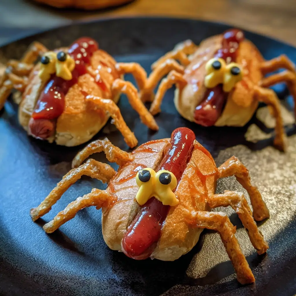 Halloween Hot Dog Spiders