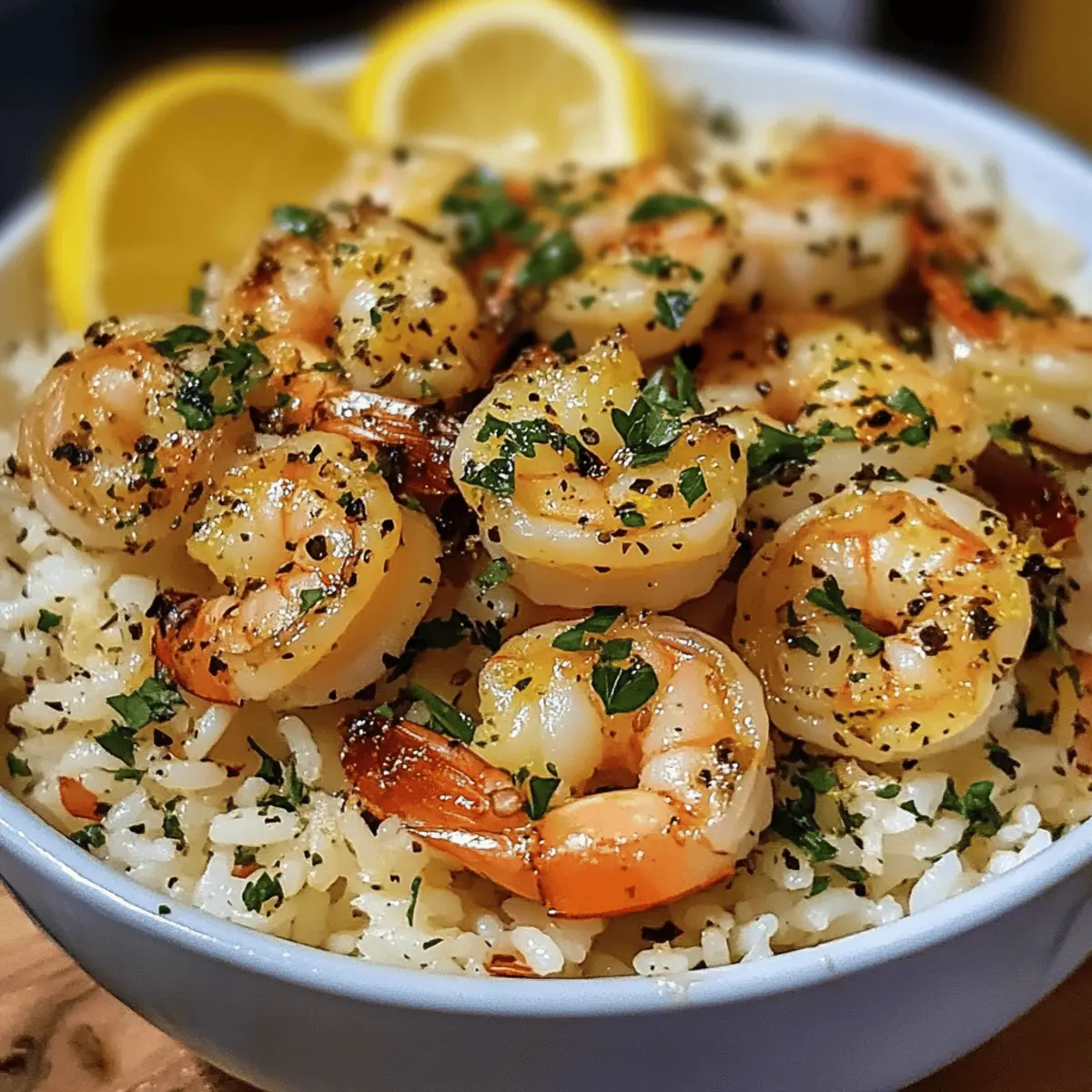 Lemon Garlic Shrimp Rice Bowl