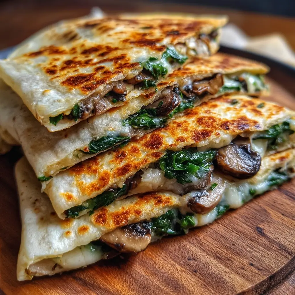 Mushroom Spinach Breakfast Quesadilla