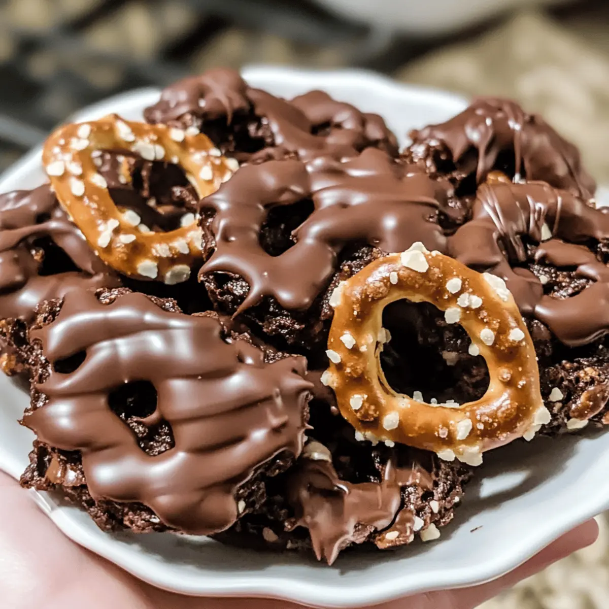 Quick Chocolate Pretzel Clusters