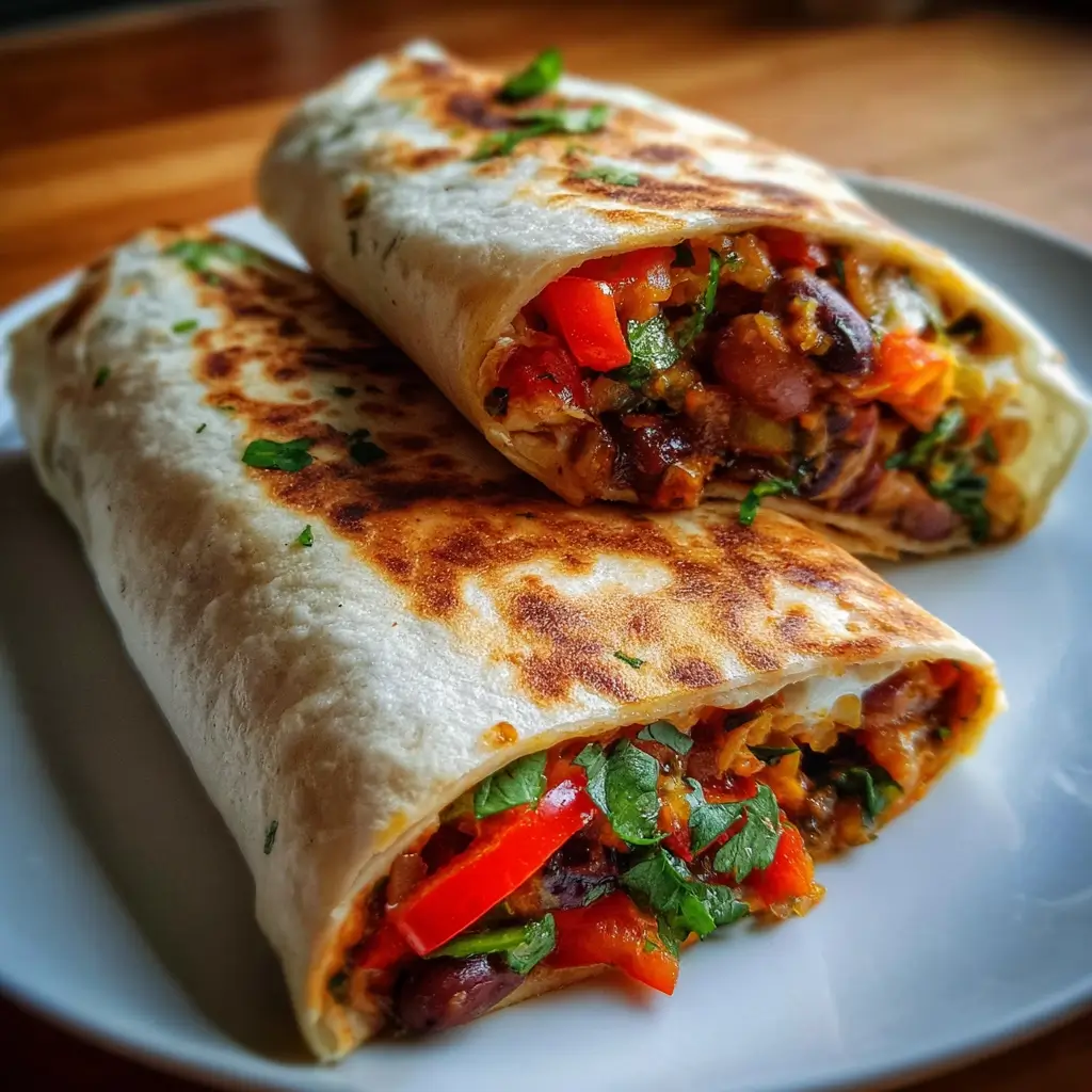 Roasted Bell Pepper and Bean Wrap