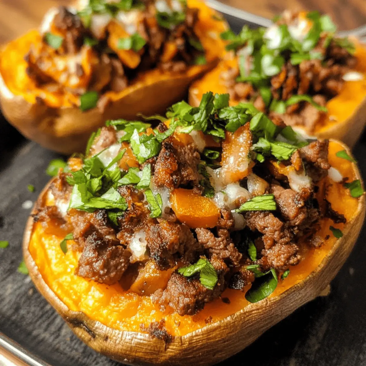 Stuffed Sweet Potatoes with Beef