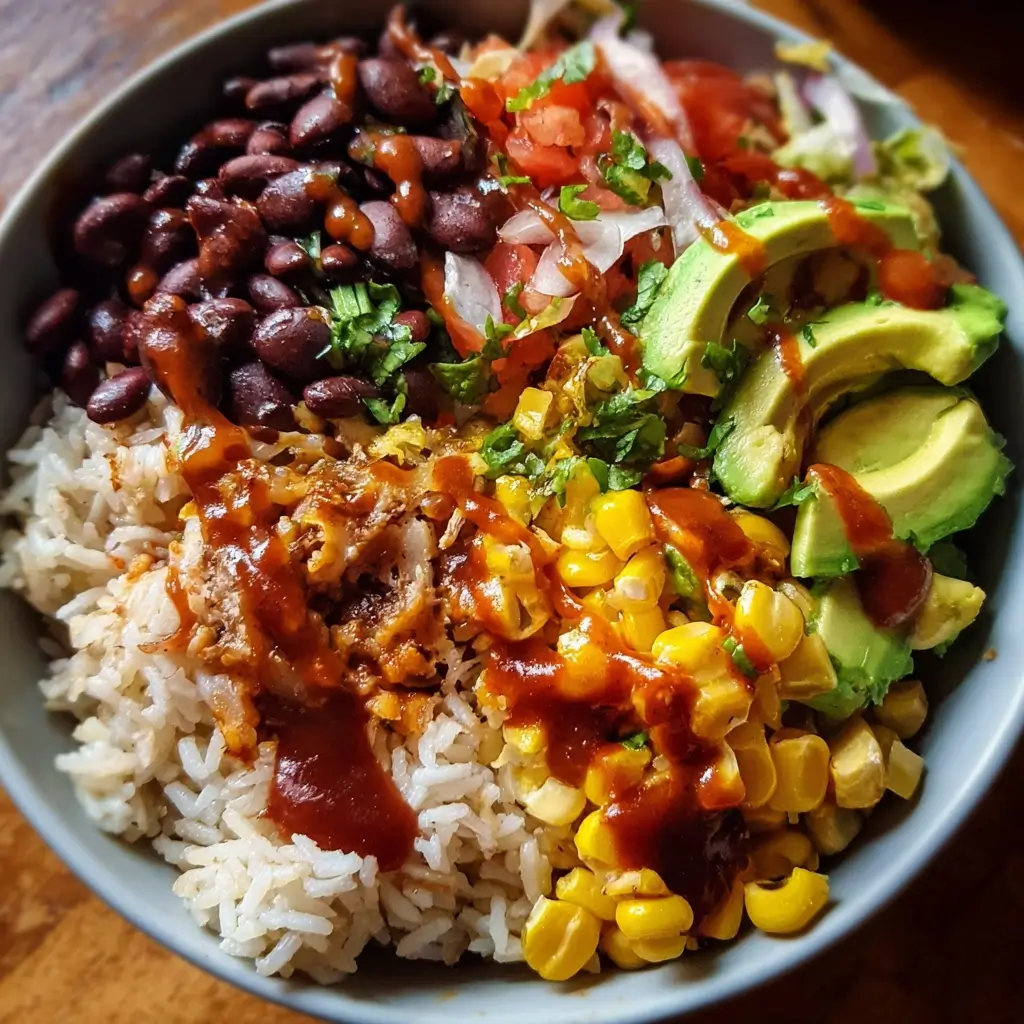 Vegan Burrito Bowl with Rice and Beans