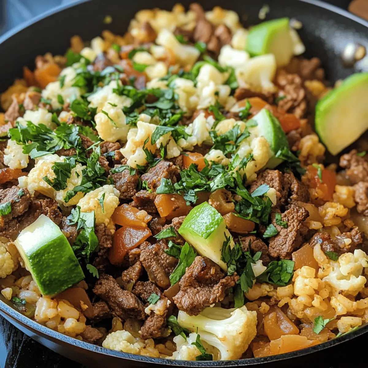 Beef and Cauliflower Rice Skillet