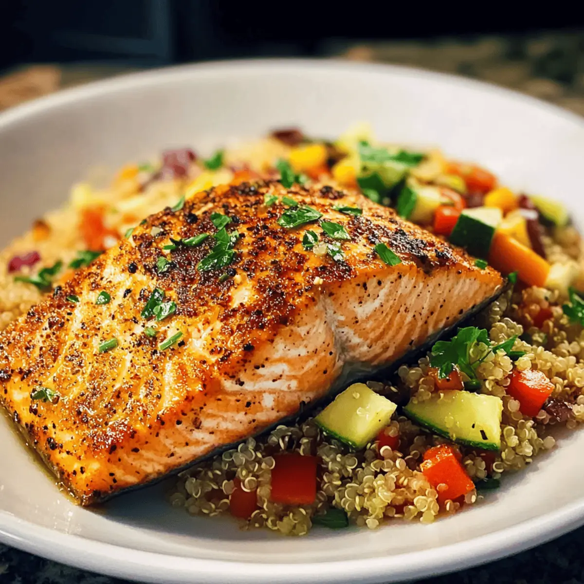 Grilled Salmon with Veggie Quinoa
