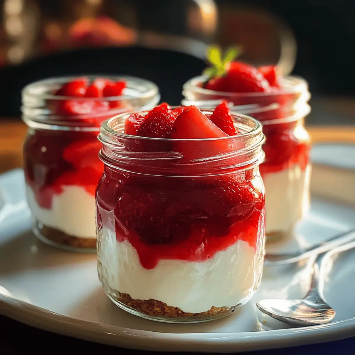 Easy Strawberry Cheesecake Jars: Creamy, No-Bake Delight in Minutes