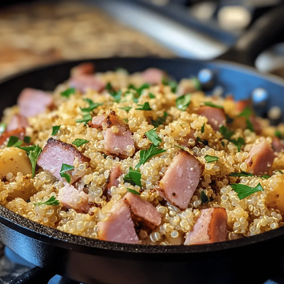 Lemon Ham Quinoa Skillet