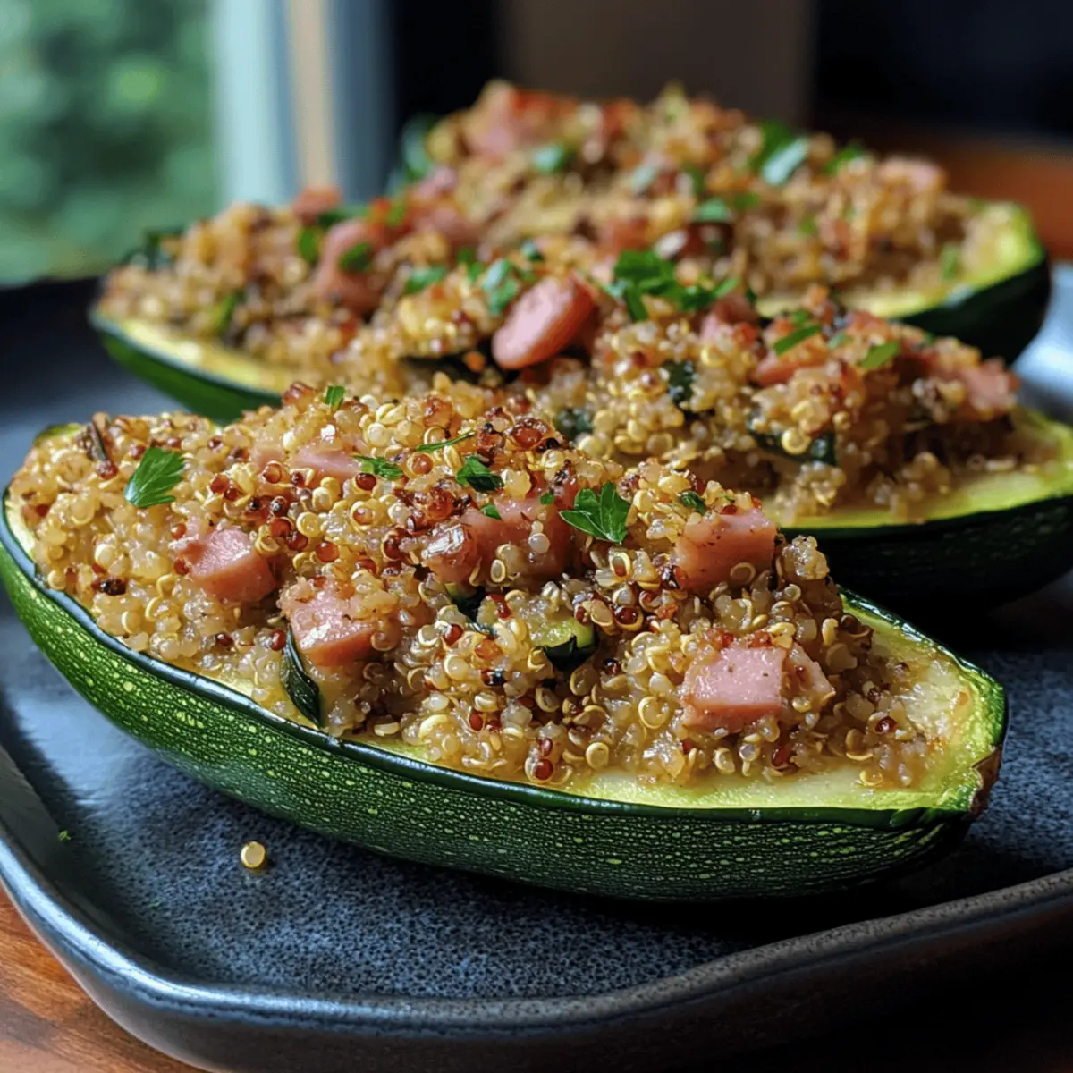 Easy Quinoa and Ham Stuffed Zucchini That Bursts with Flavor