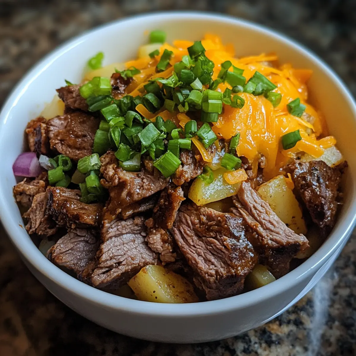 Beef Cheddar Potato Bowl