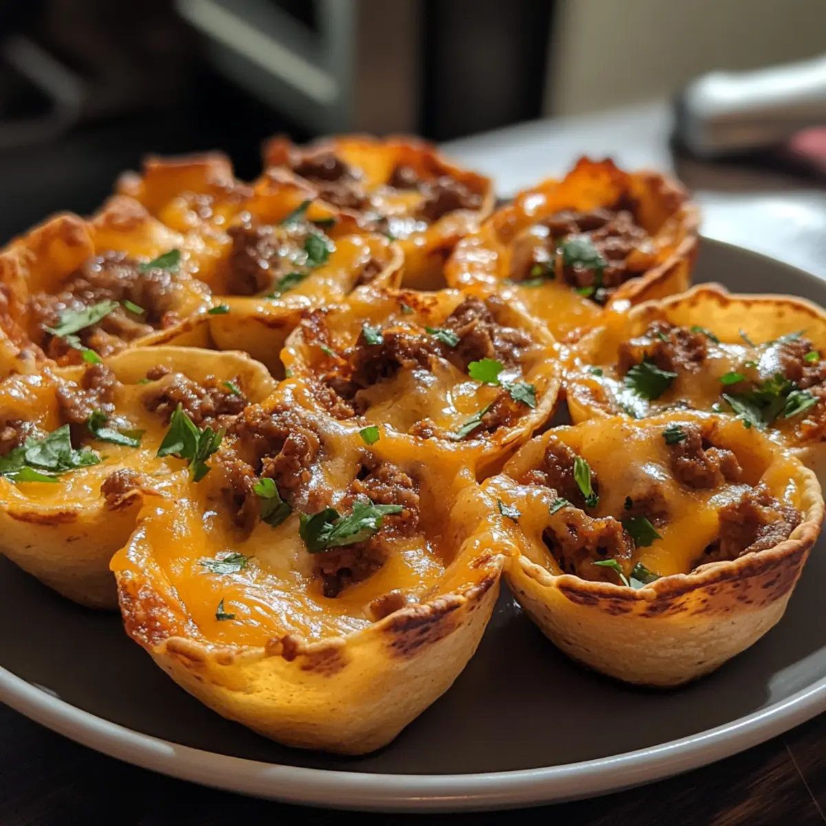 Beef Cheesy Tortilla Cups