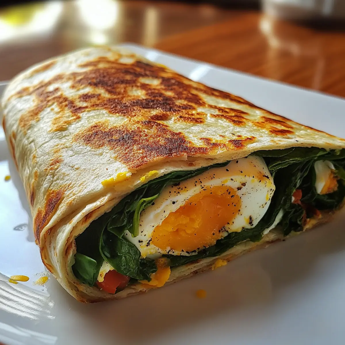 Warm Spinach Egg Breakfast Wrap