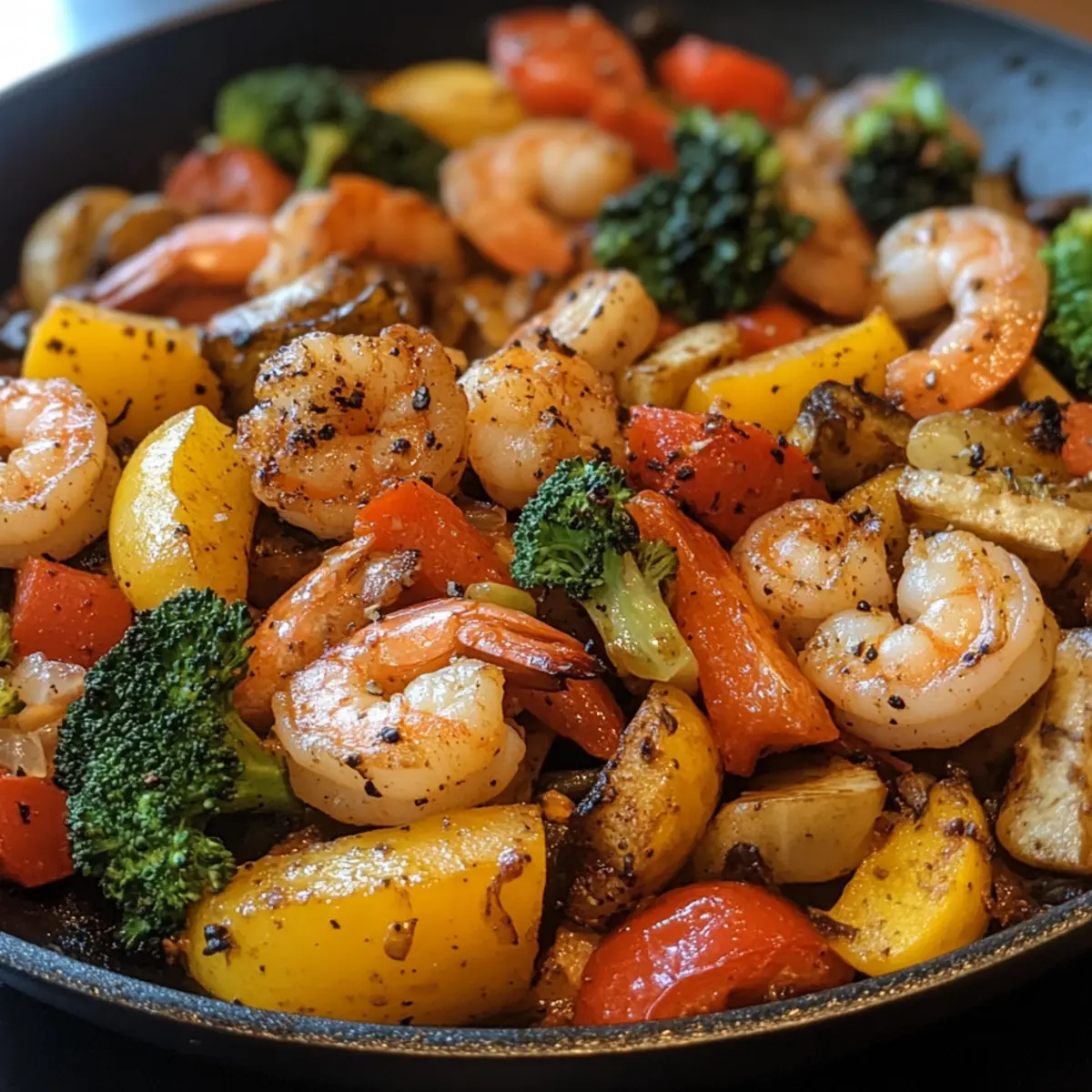 Easy Fast Shrimp Veggie Skillet Bursting with Bold Flavors