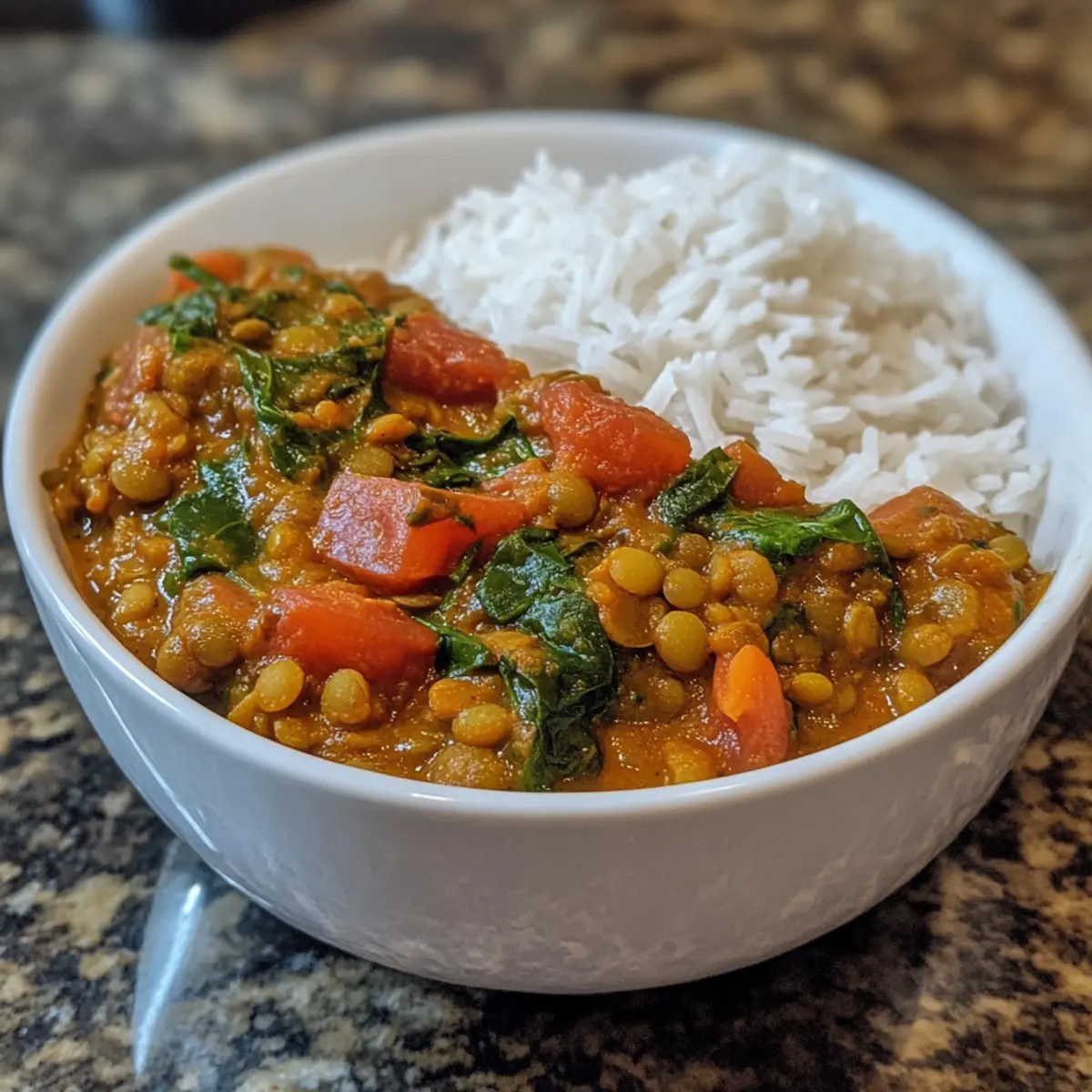 Quick Spinach Lentil Curry