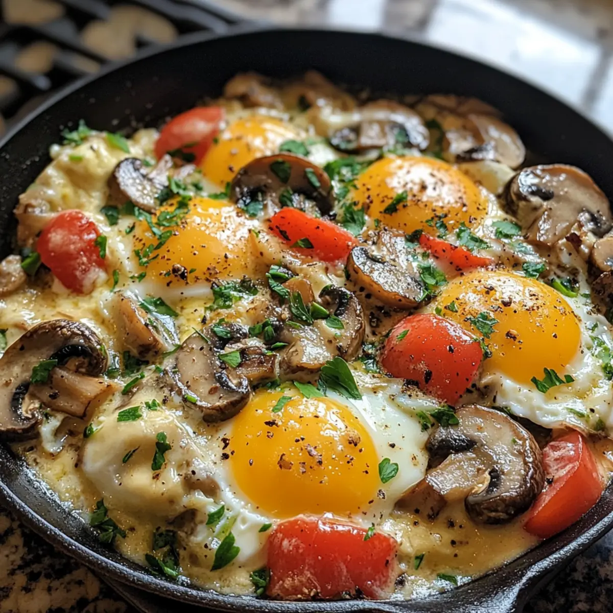 Mushroom Cheese Egg Skillet