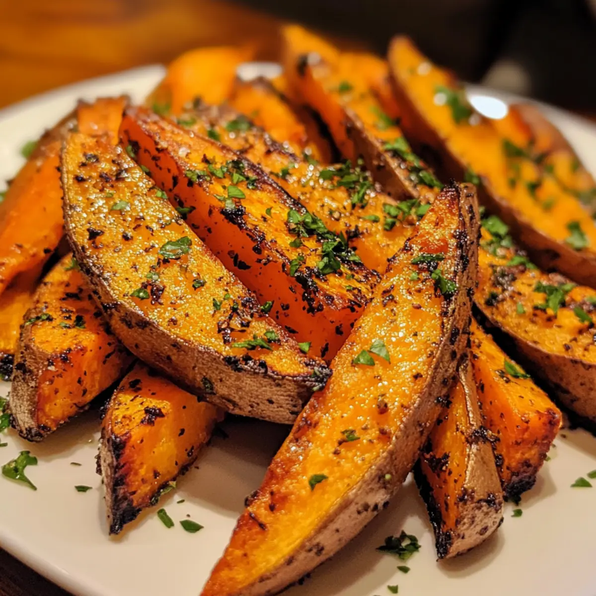 Garlic Roasted Sweet Potato Wedges