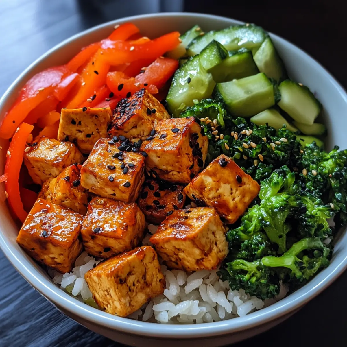 Vegetable Packed Tofu Rice Bowl