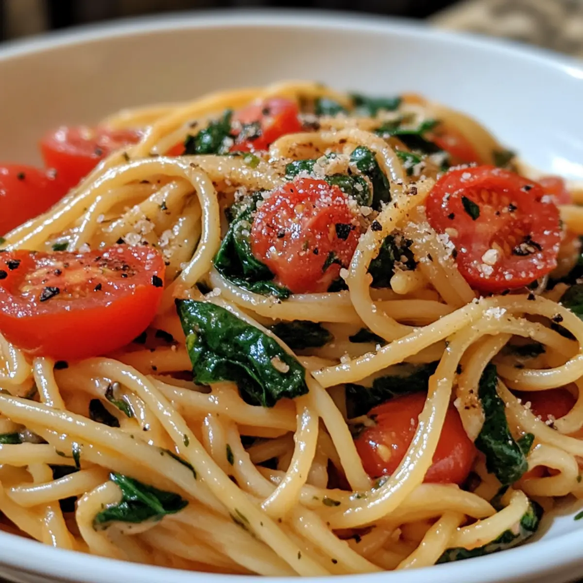 Simple Tomato Spinach Pasta