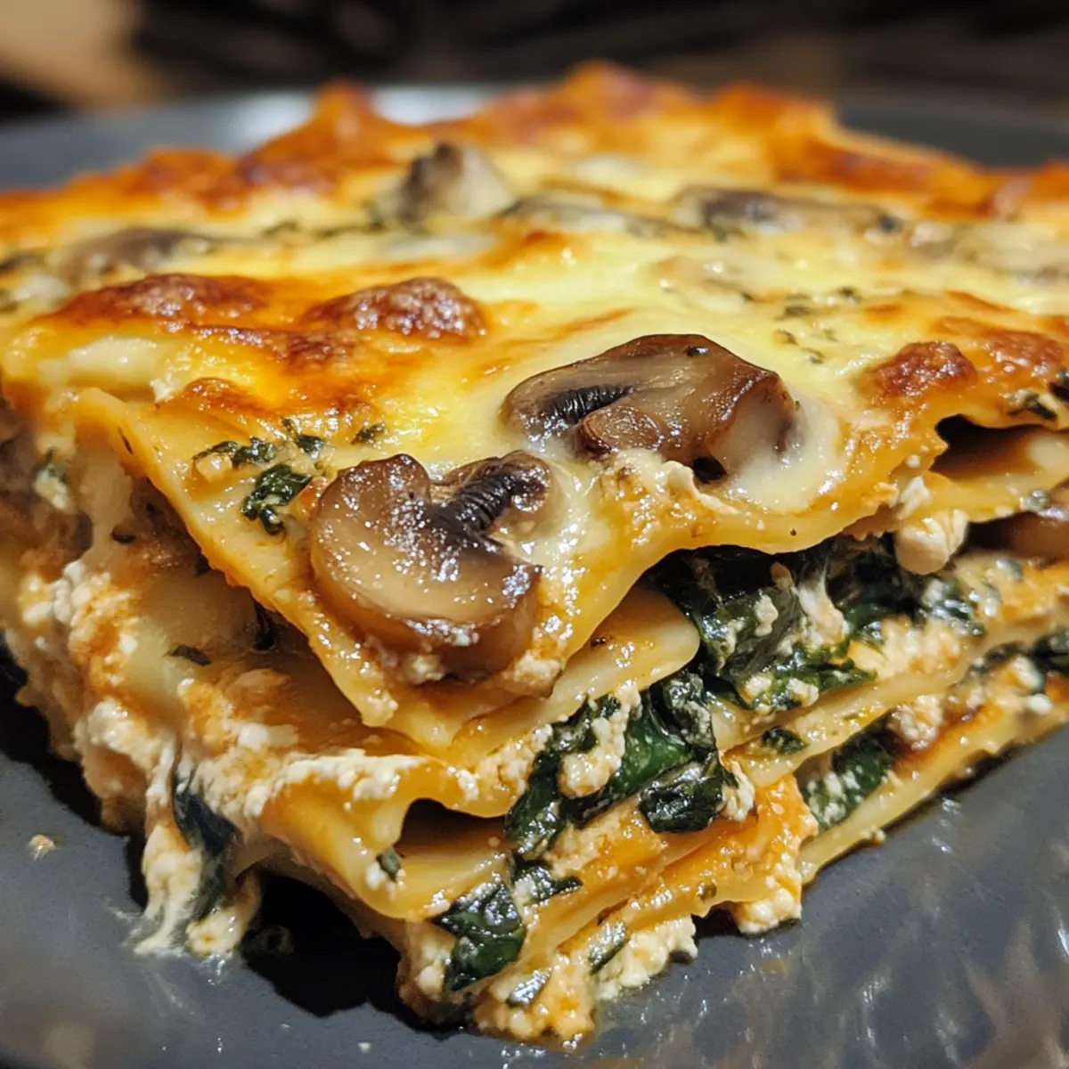 Cheesy Spinach and Mushroom Lasagna