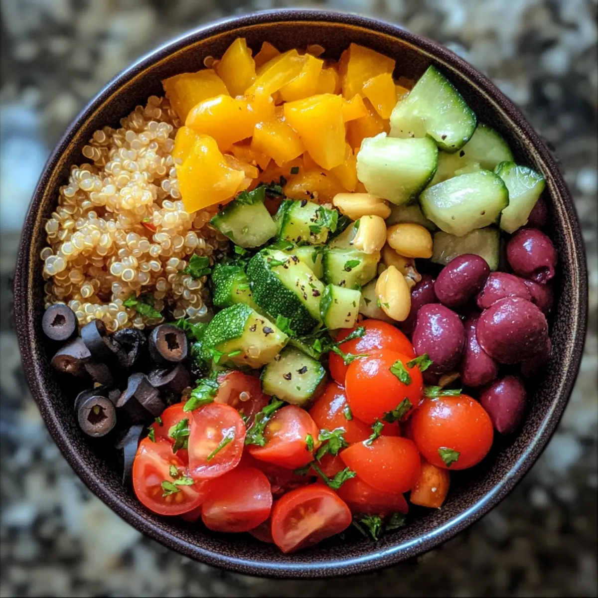 Easy Mediterranean Quinoa Veggie Bowl Packed with Fresh Flavor