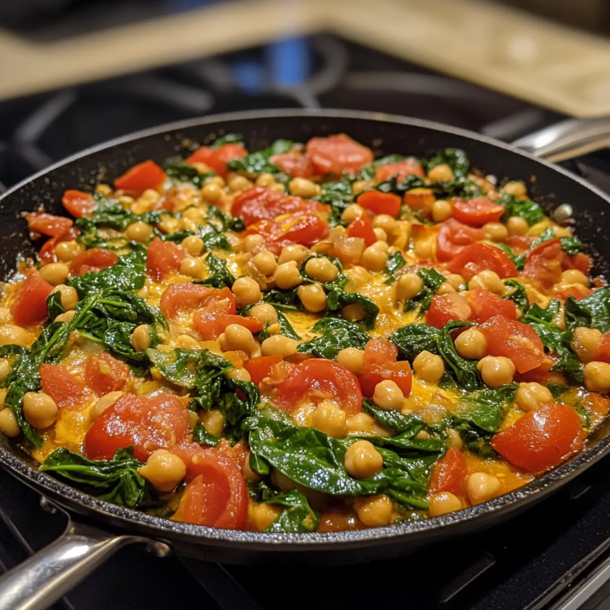 Easy Chickpea Spinach Tomato Skillet That Bursts with Flavor